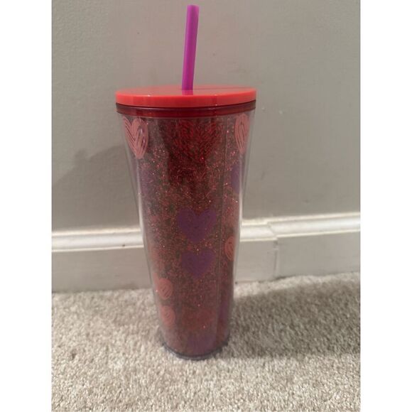 Starbucks 2022 Valentines Venti Glitter Hearts Tumbler - 24oz - LIKE NEW - Picture 3 of 5